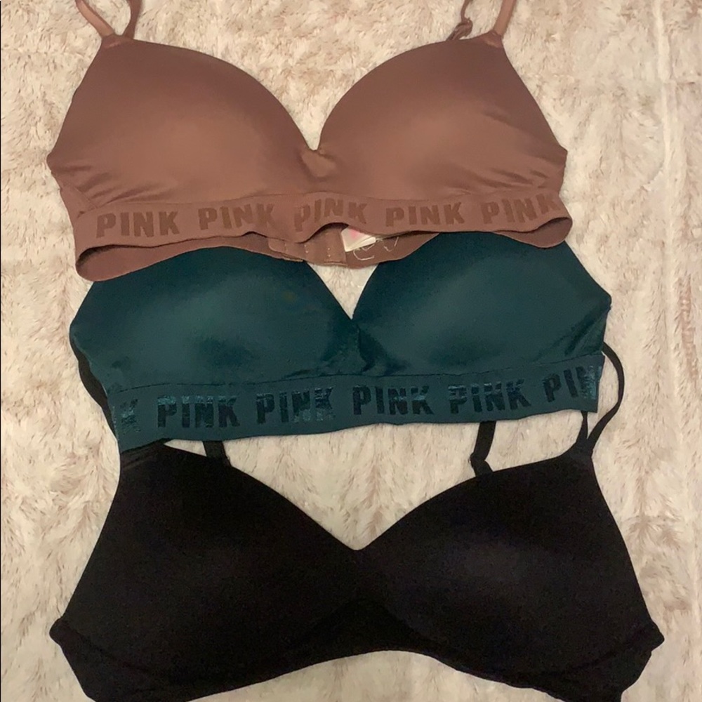 2 Pink bras and aerie bra